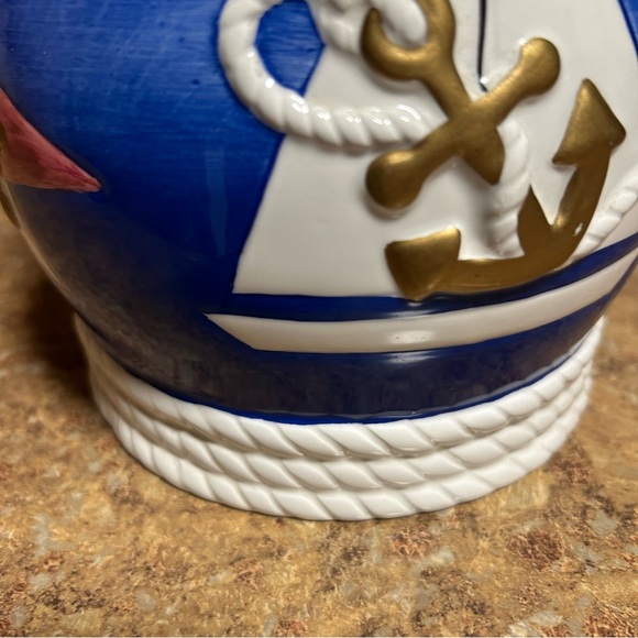 VINTAGE COOKIE JAR Canister Geo Z Lefton Nautical - Picture 6 of 13